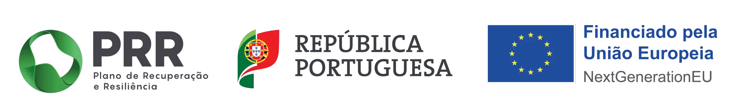Logótipos do PRR, República Portuguesa e União Europeia – financiamento NextGenerationEU para o projeto Presshops