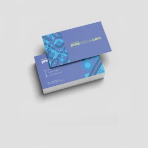 Cartões de visita Presshops com design azul geométrico moderno, impressos com logótipo personalizado para uso profissiona