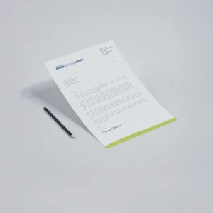 Papel timbrado Presshops personalizado com logótipo e layout profissional, ideal para documentos empresariais e comunicações oficiais
